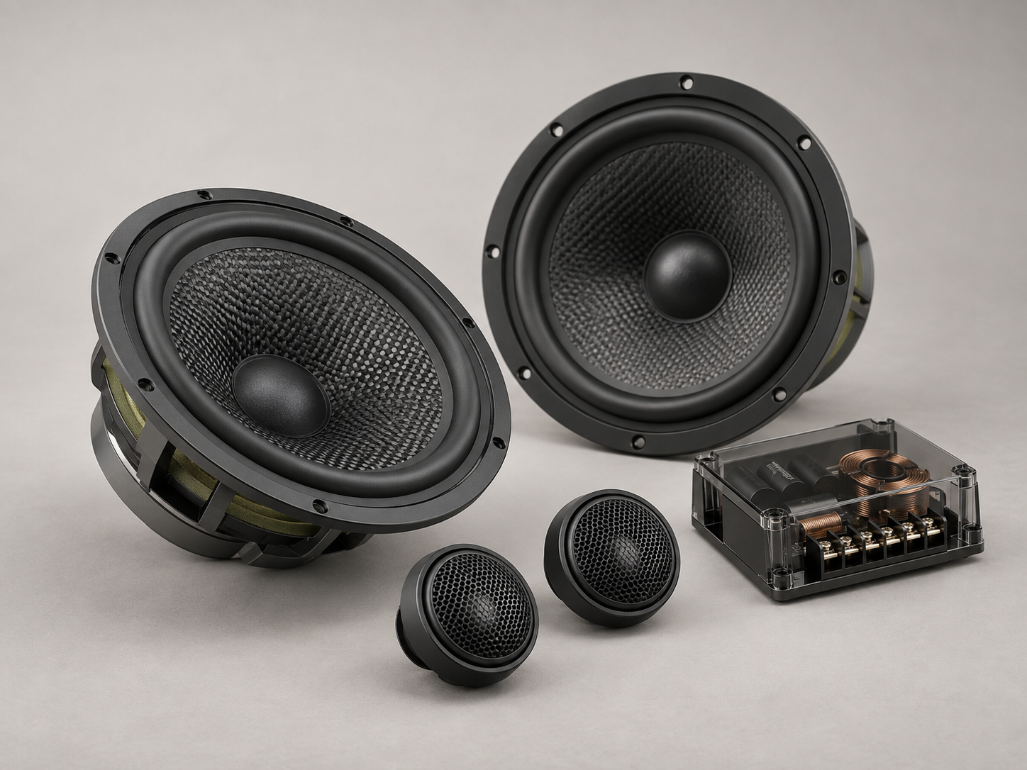 Illustrative automotive component speaker set